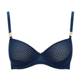 The Sheer Deco Lift Balcony Bra - Navy