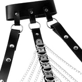 Men's Leather and Metal Chain Harness - Center Stage Chic