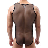 Men's One-piece Mesh Full Bodysuit - Provocative Design