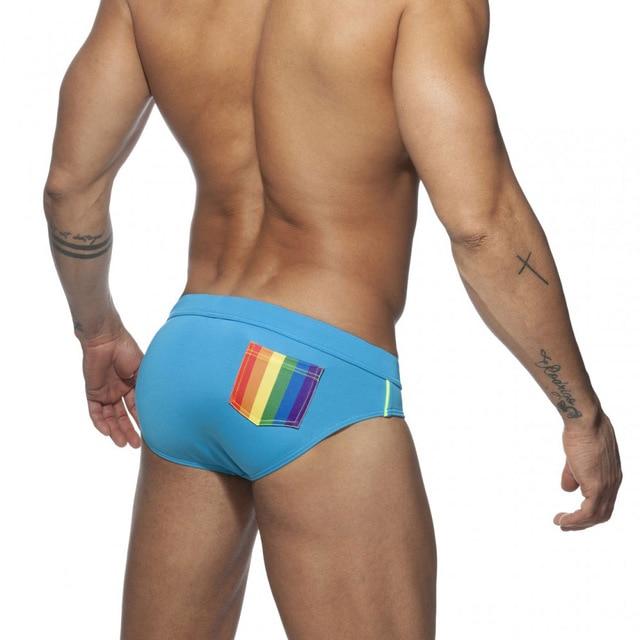 Rainbow Pocket Swim Briefs – Convenient Design with Back Pocket