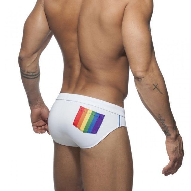 Rainbow Pocket Swim Briefs – Convenient Design with Back Pocket