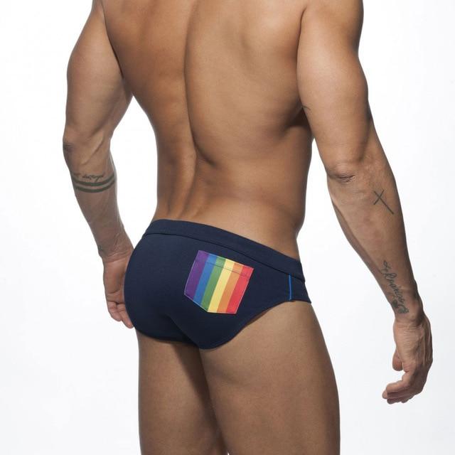 Rainbow Pocket Swim Briefs – Convenient Design with Back Pocket