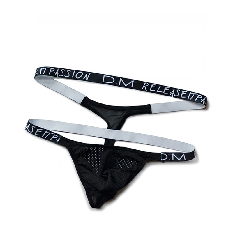 "Soft Hues Elegance" Double Banded Mesh Thong in Pink, White, Black, and Navy