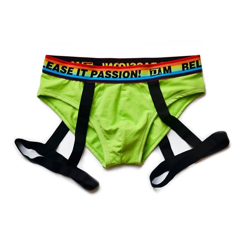 "Rainbow Accent" Garter Briefs for Men with Rainbow Waistband - Available in White, Black, Orange, Green, Blue